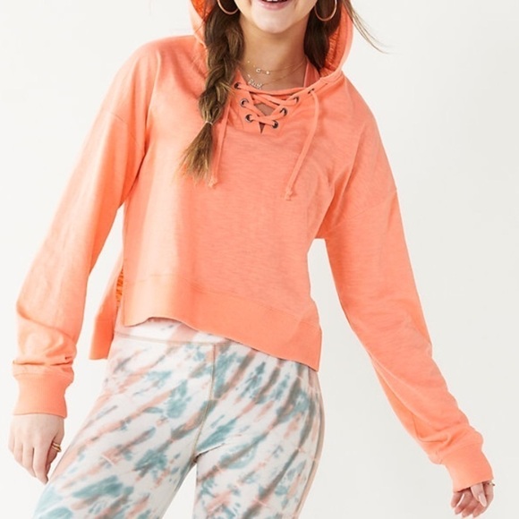 SO Peach XL lace up hoodie and high rise dolphin shorts both NWT - Picture 3 of 16